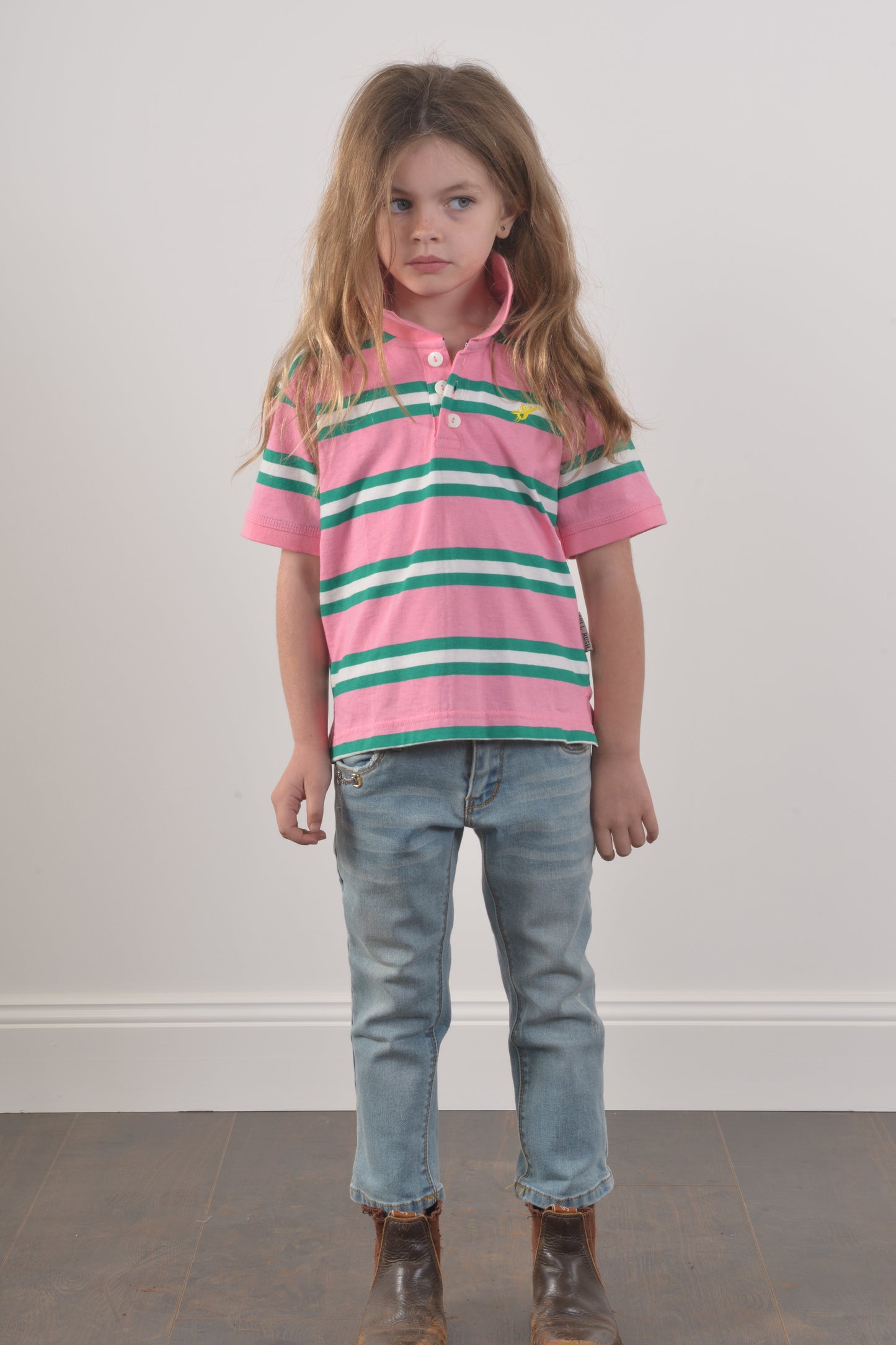 POLO STRIPE CHILDRENS- Pink