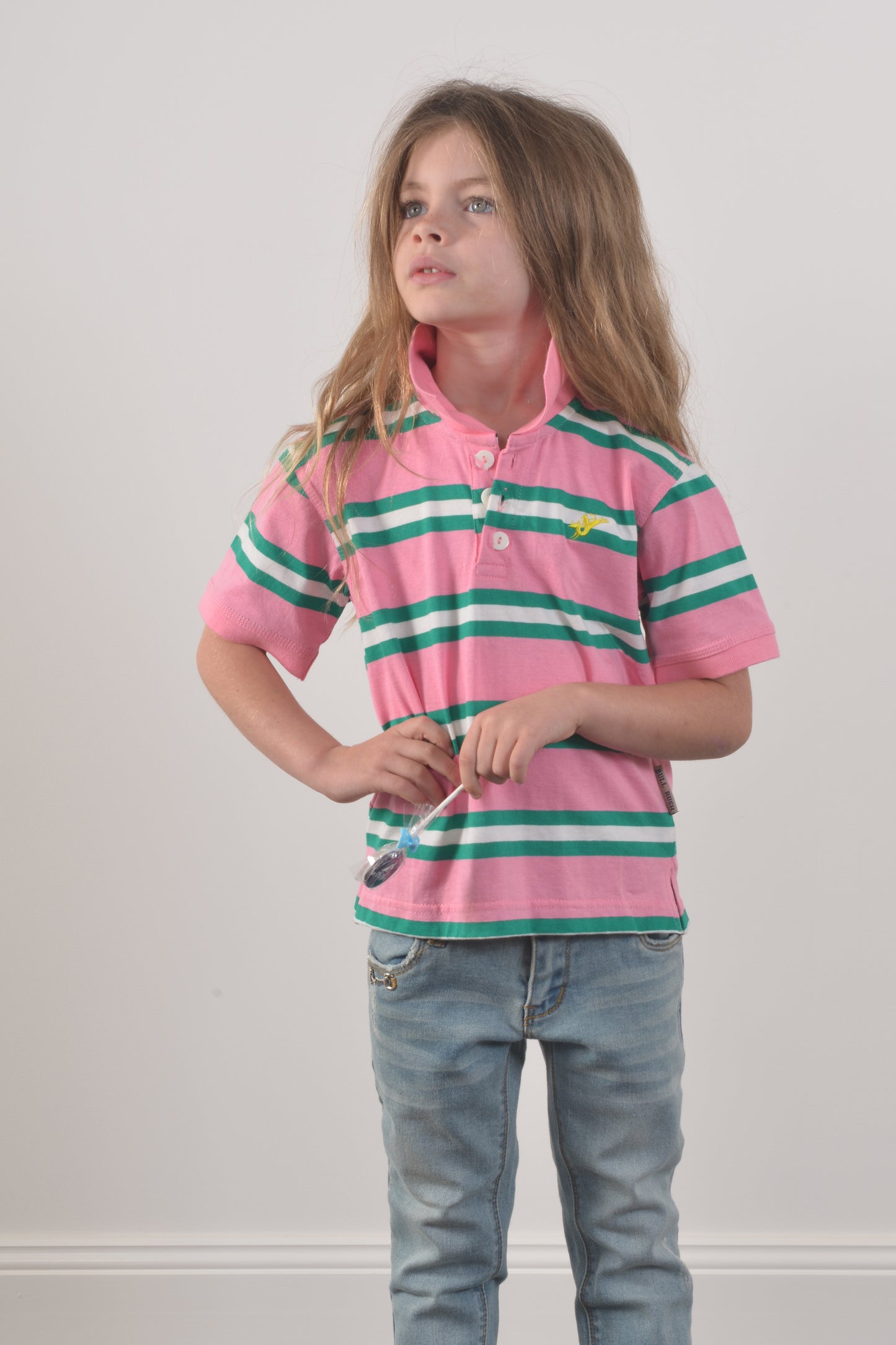 POLO STRIPE CHILDRENS- Pink