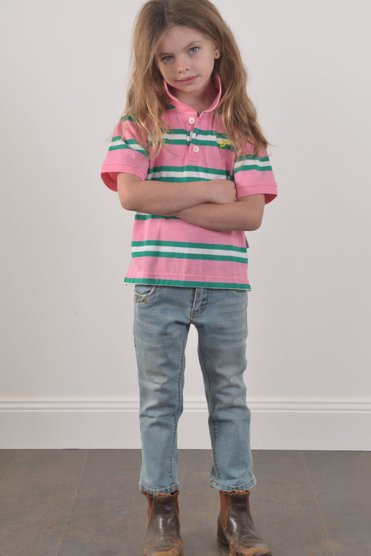 POLO STRIPE CHILDRENS- Pink