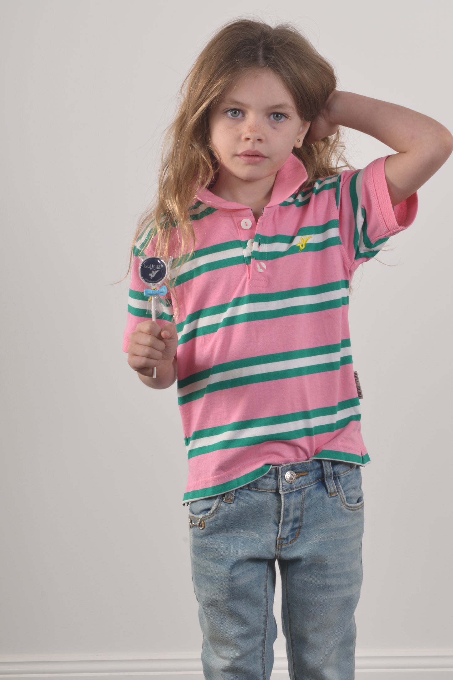 POLO STRIPE CHILDRENS- Pink