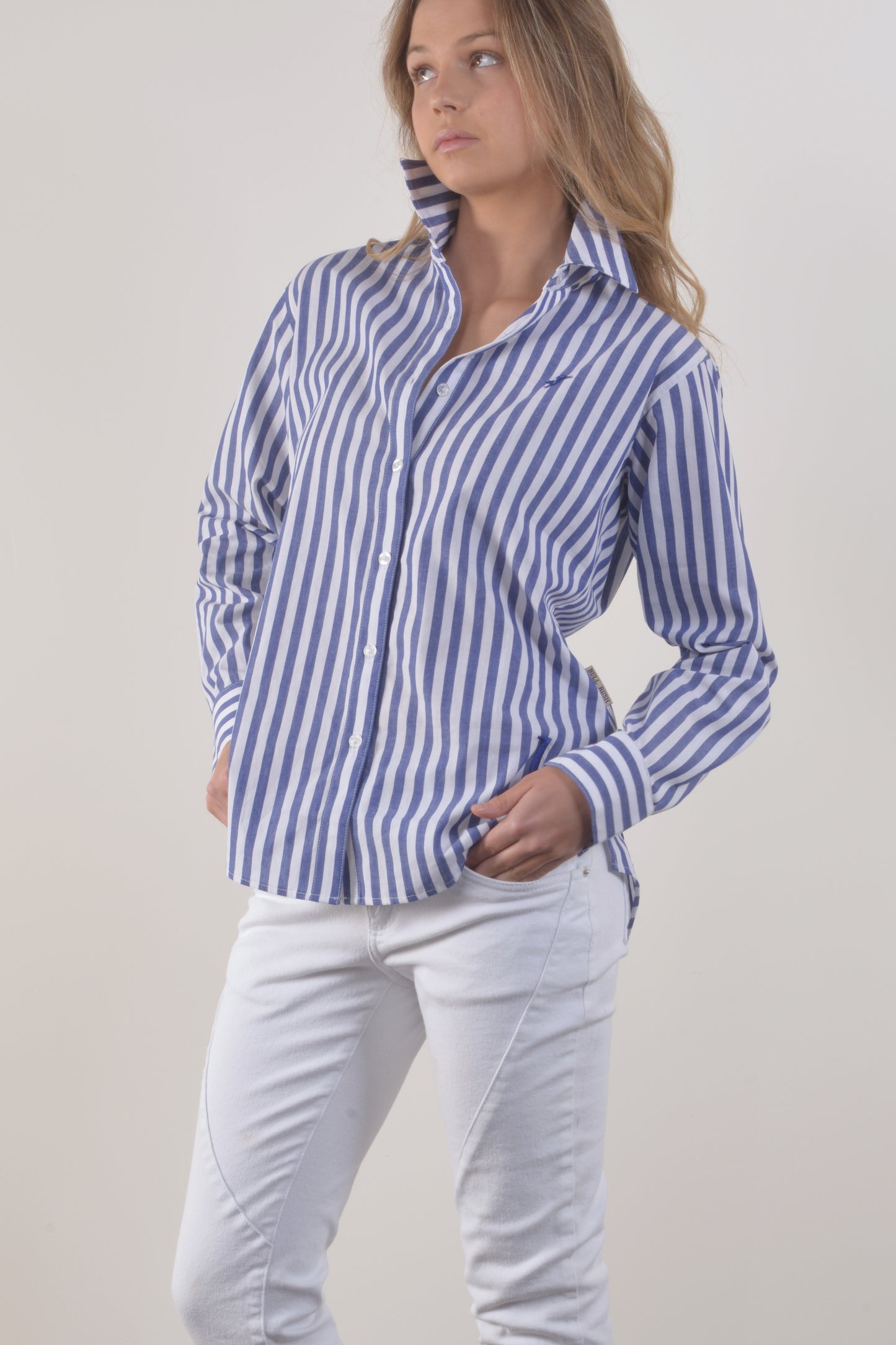 YUNTA 10 mm STRIPE SHIRT-Cobalt