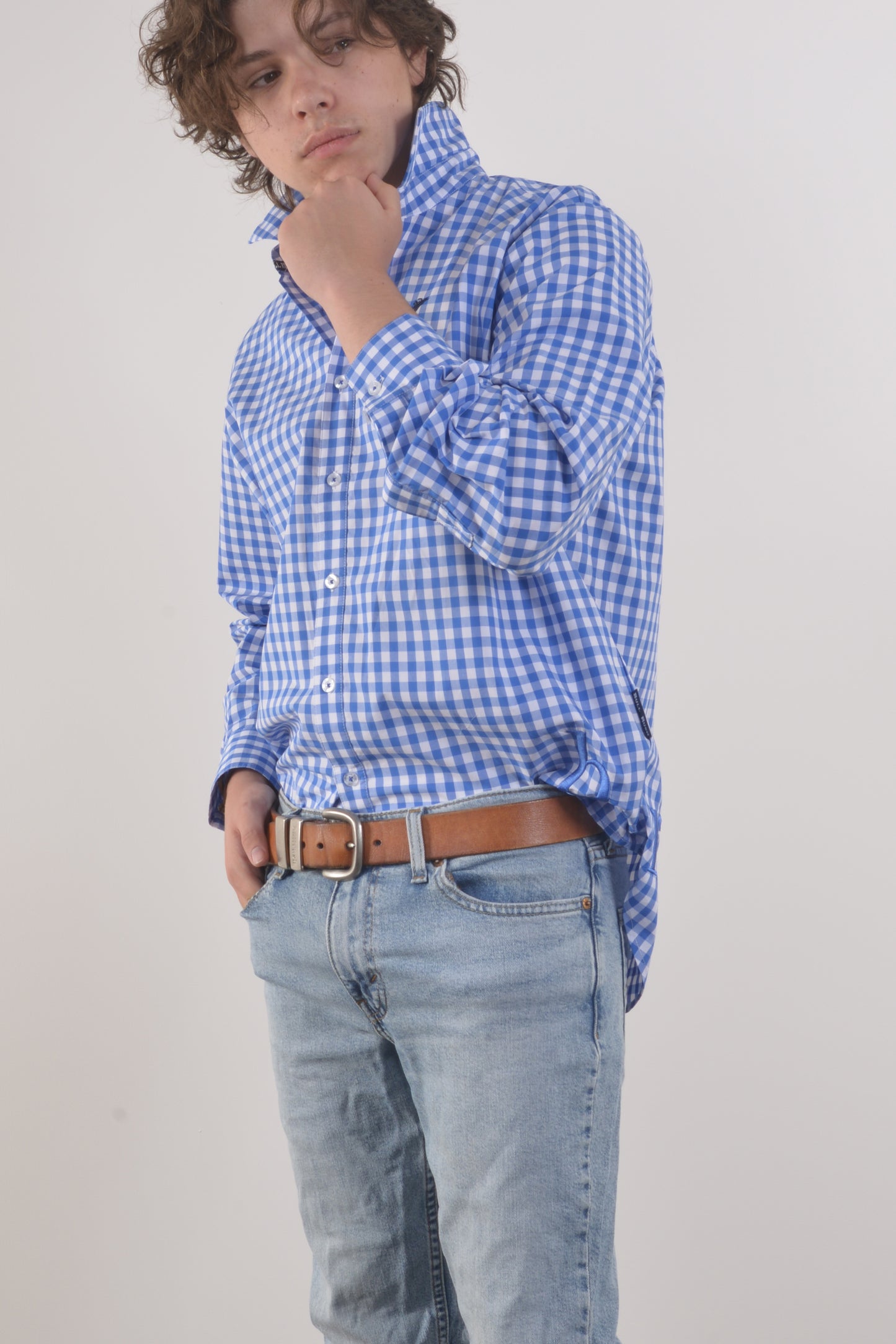 BLAIR MENS GINGHAM SHIRT- Cobalt