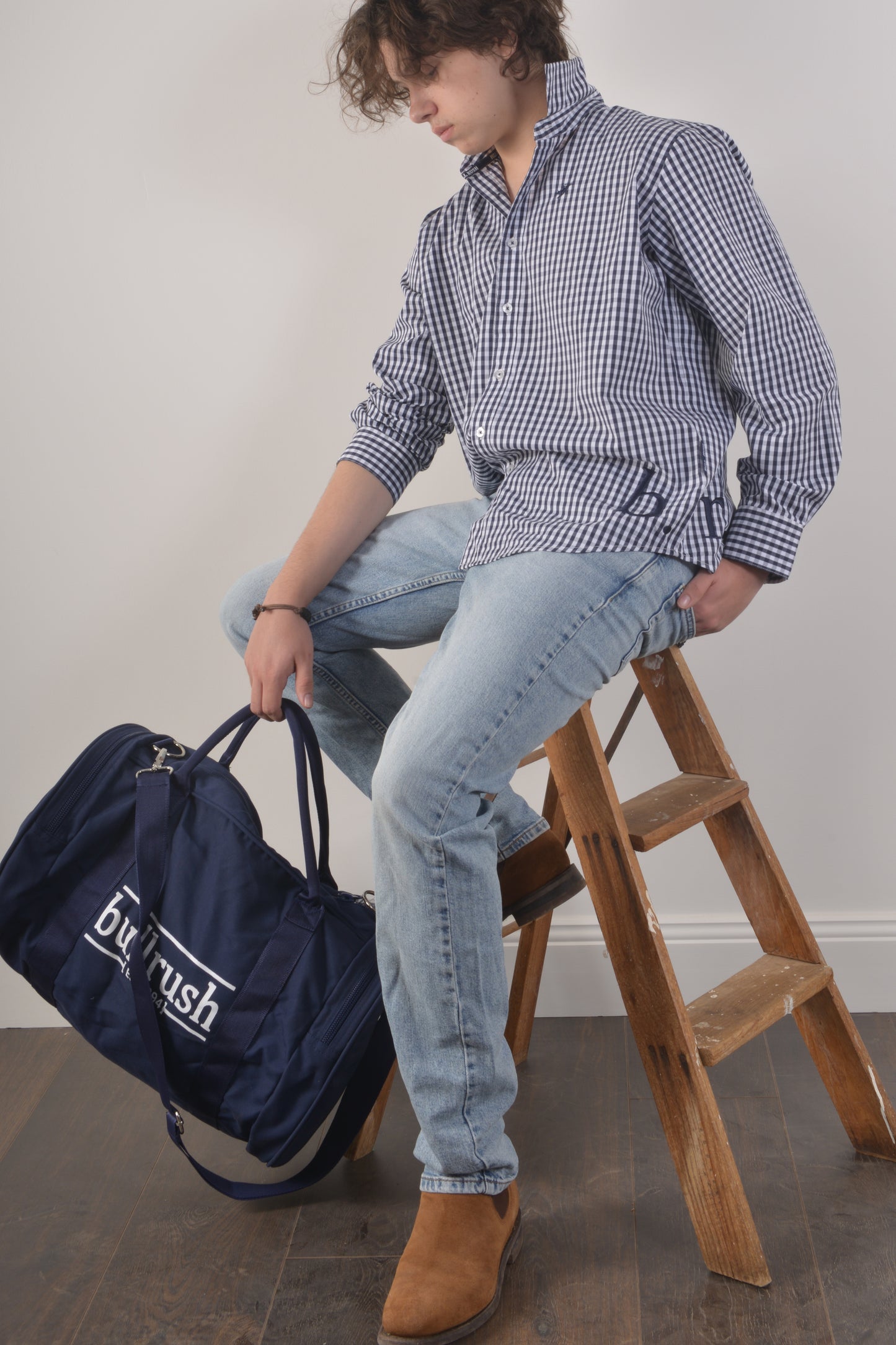 BLAIR MENS GINGHAM SHIRT- Navy