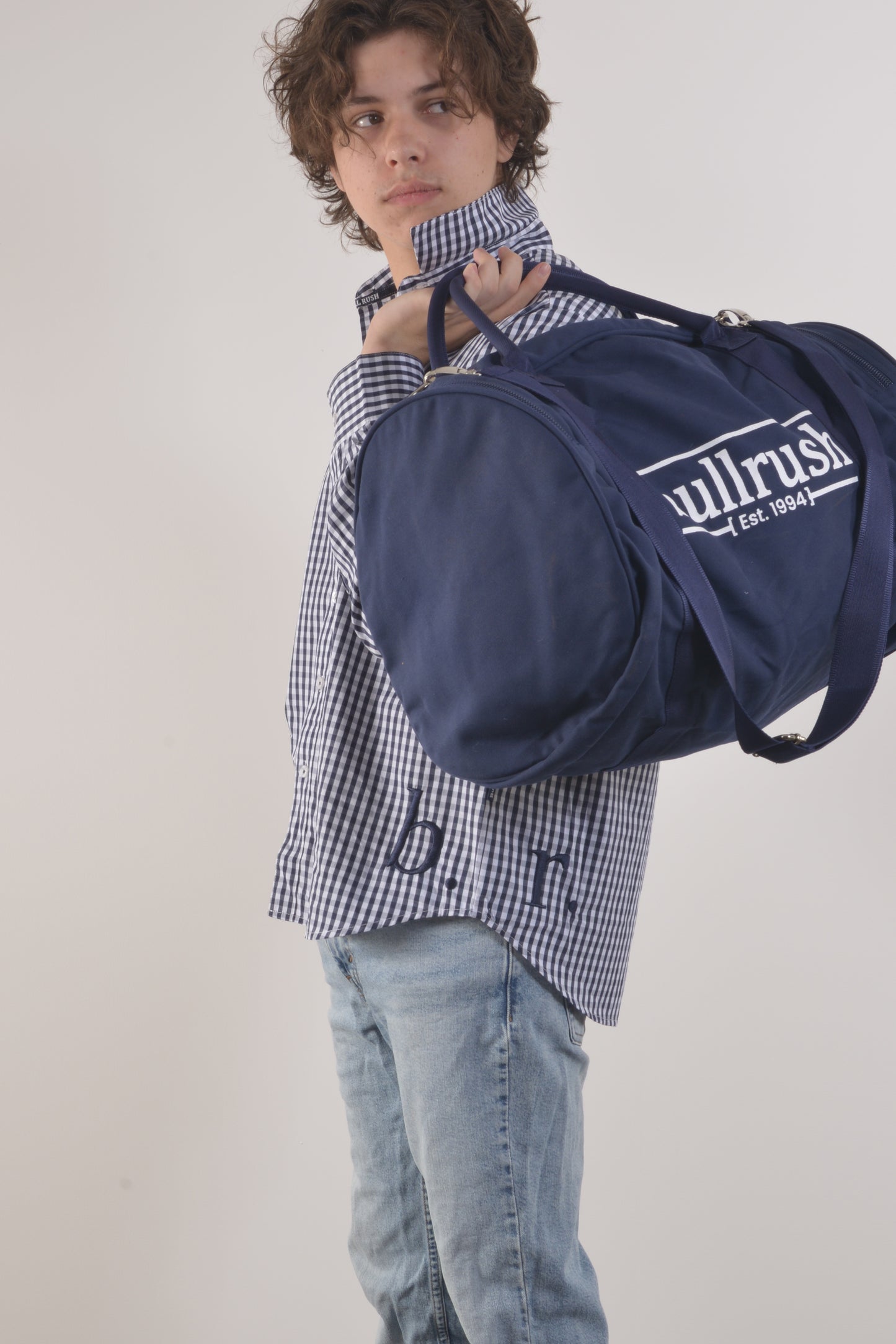 BLAIR MENS GINGHAM SHIRT- Navy