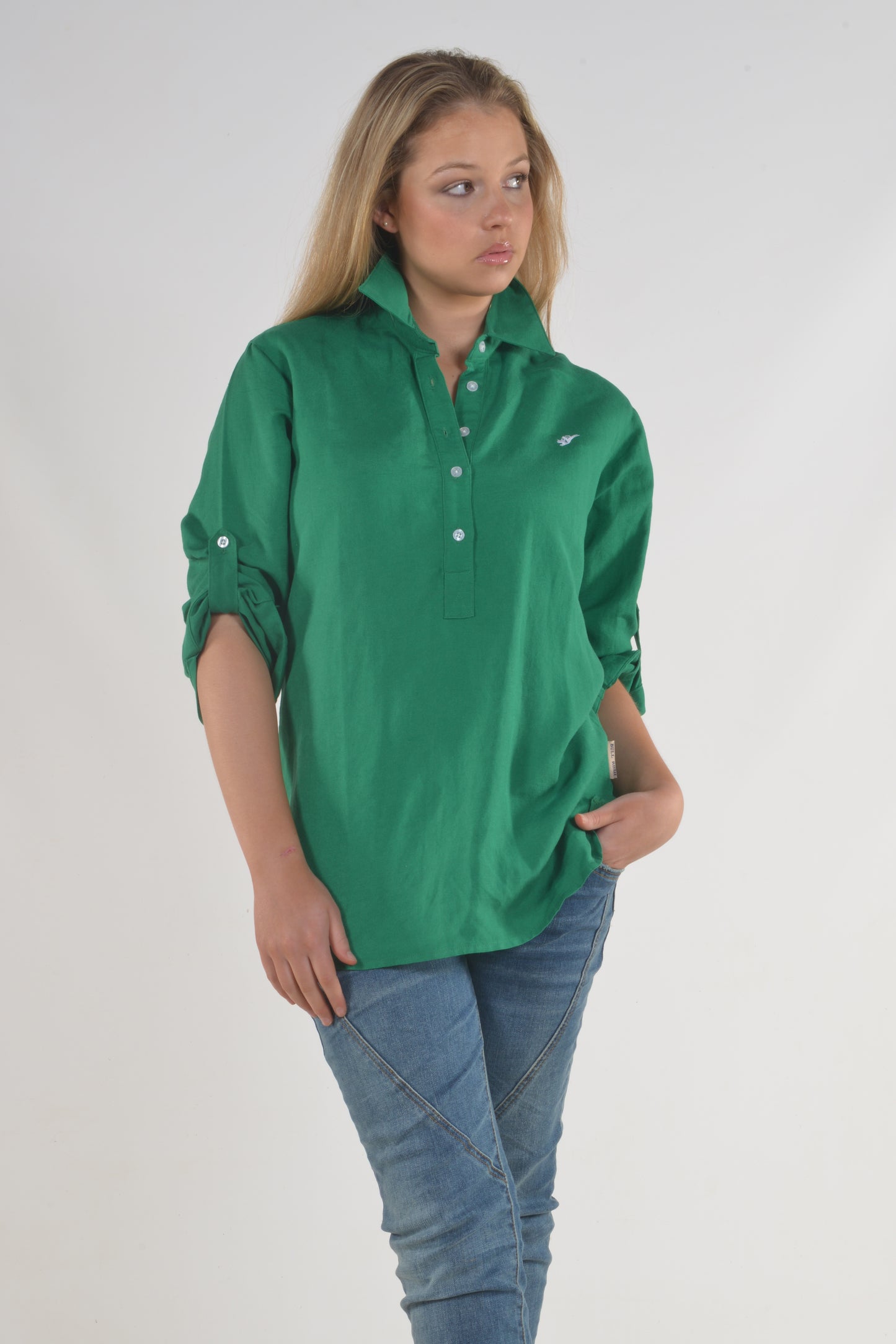 LINEN TAB SHIRT- Green