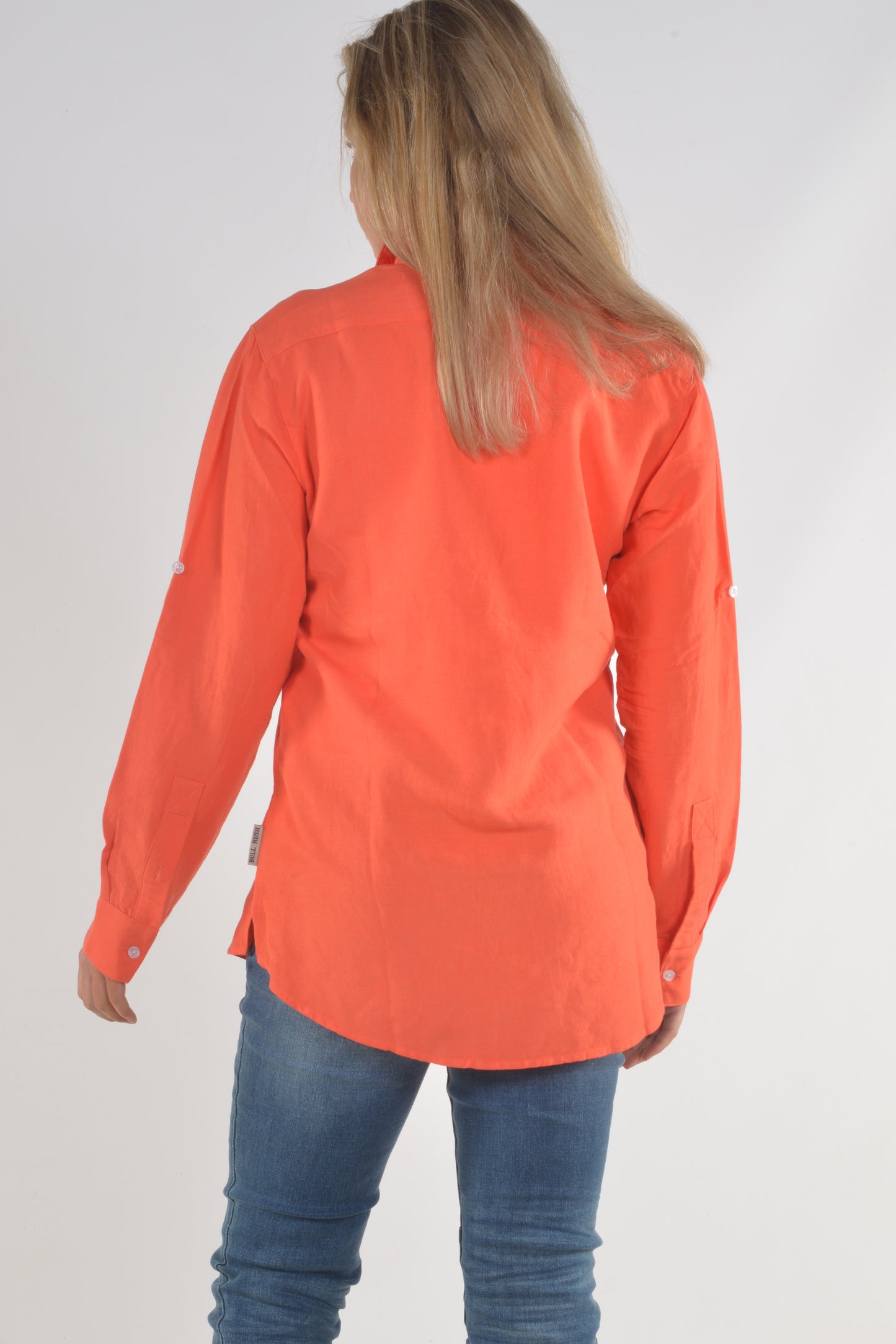 LINEN TAB SHIRT-Orange