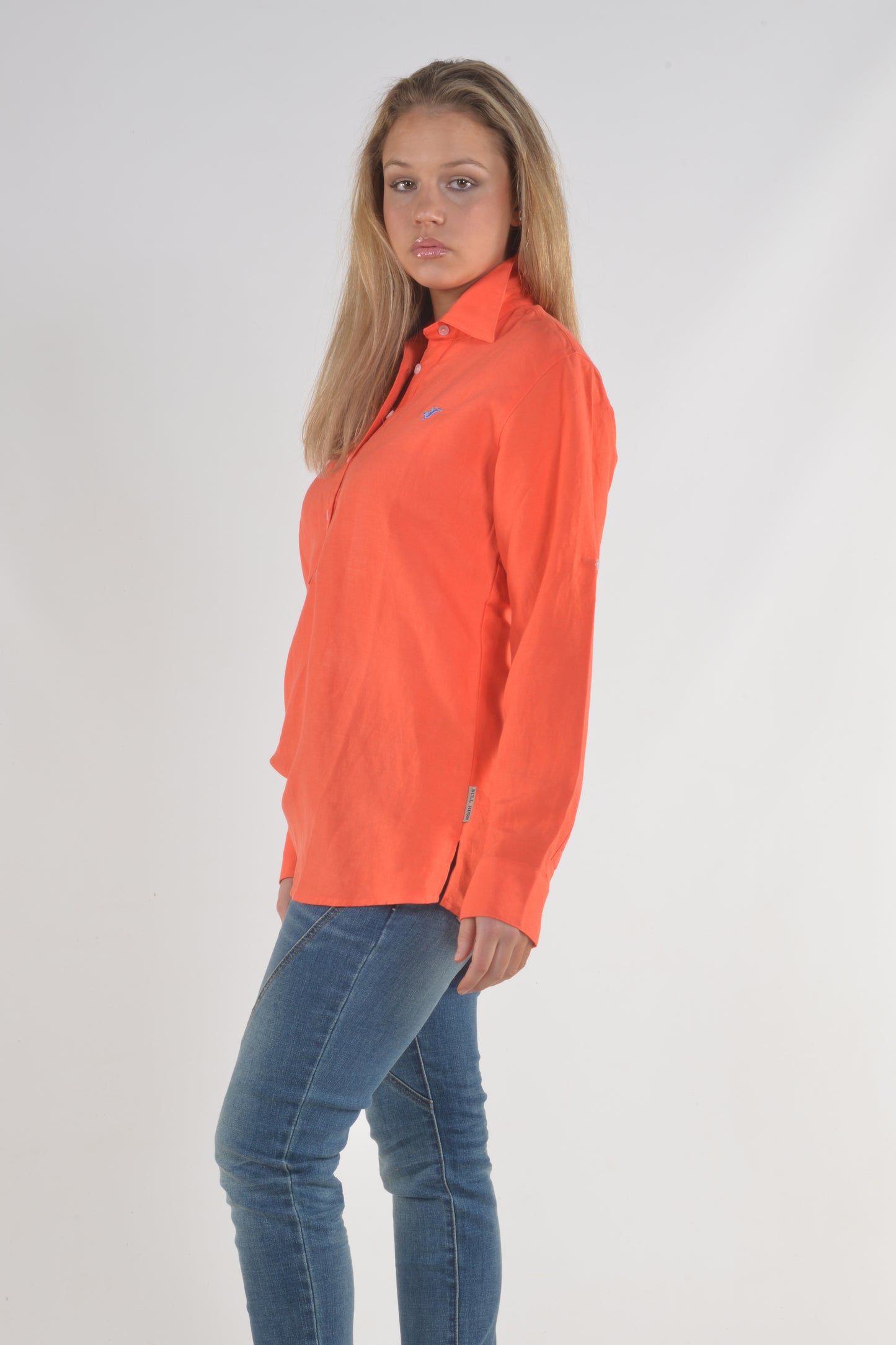 LINEN TAB SHIRT-Orange