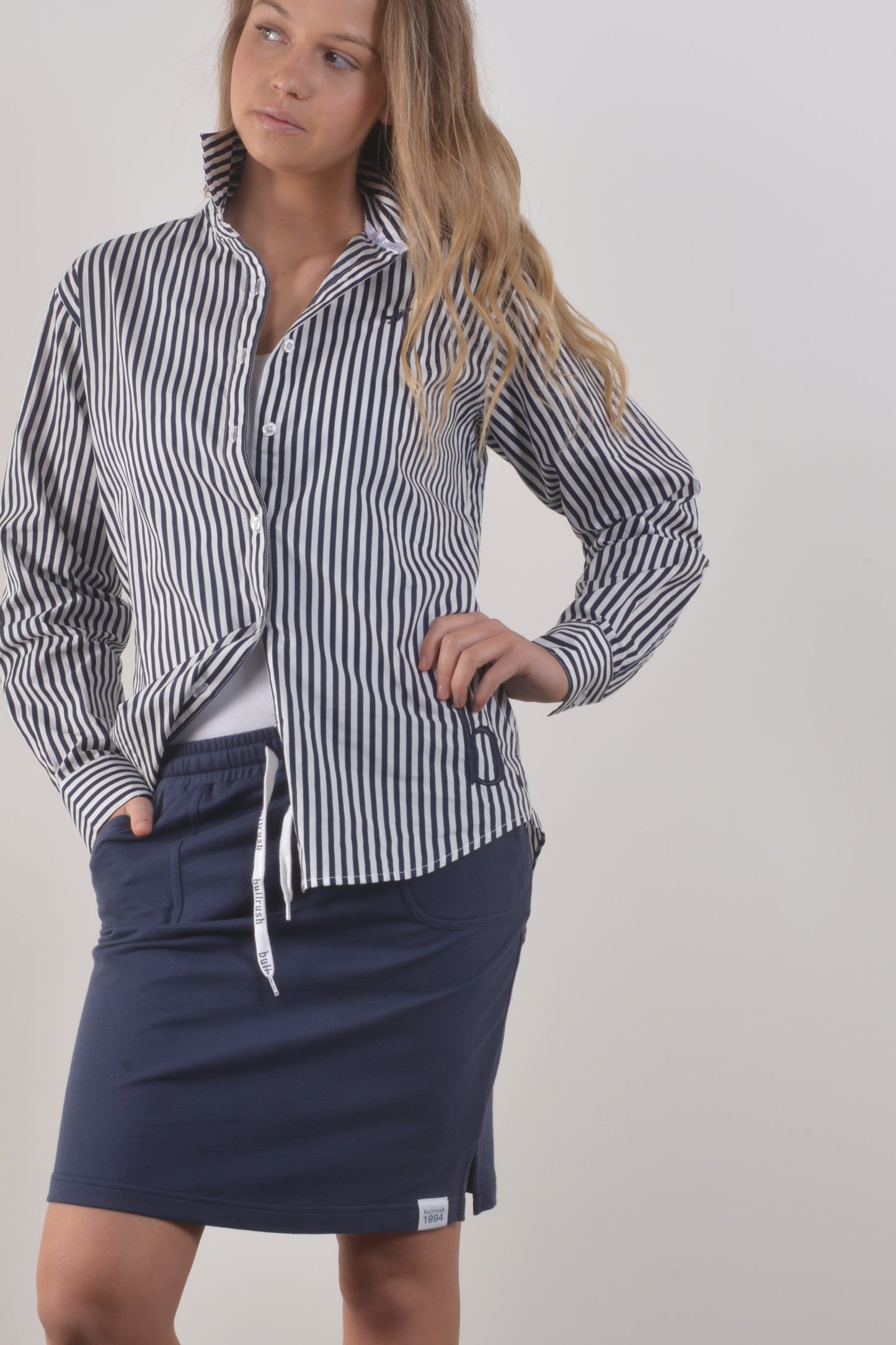 PENOLA 5mm PINSTRIPE SHIRT-Navy