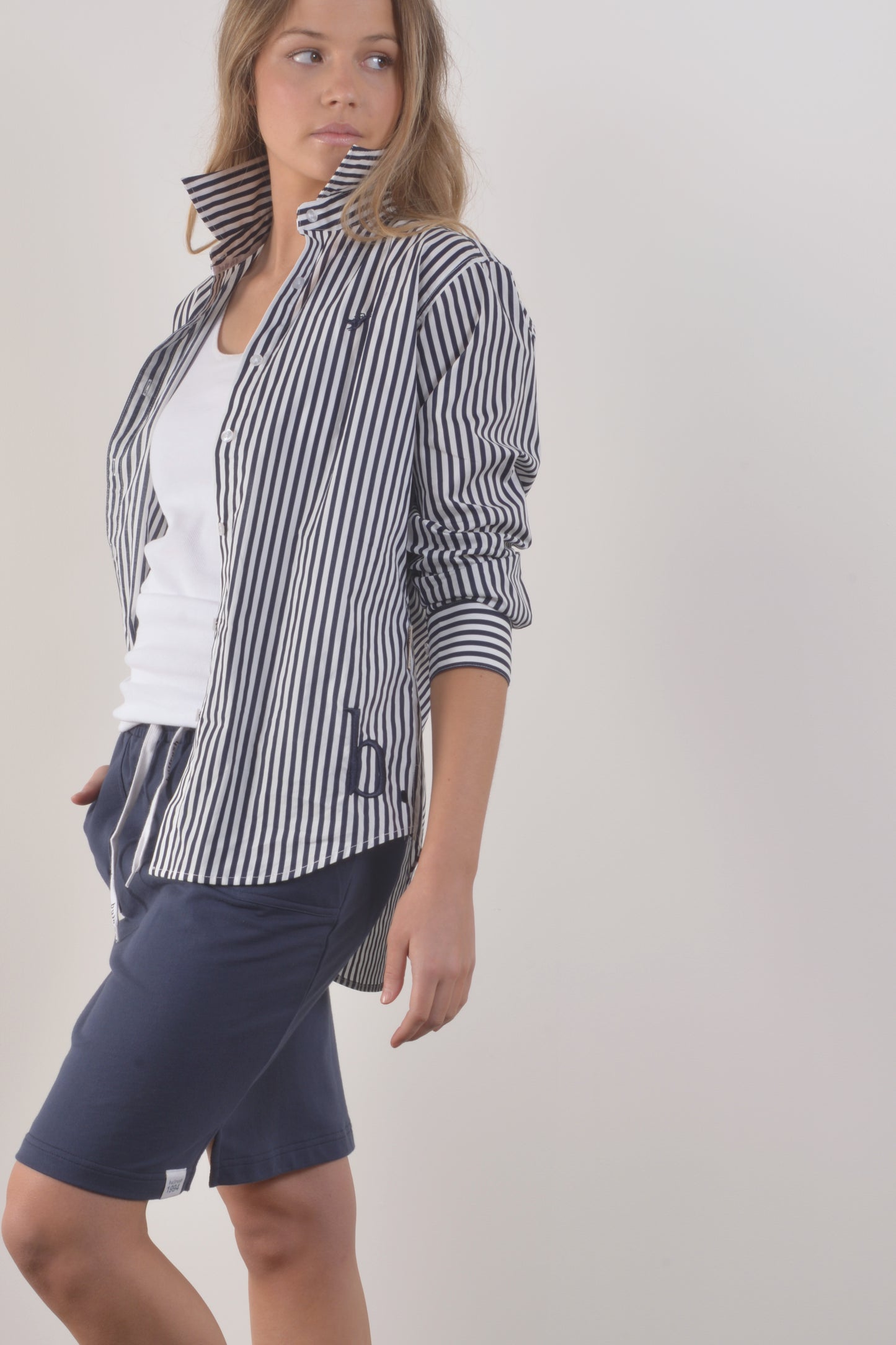 PENOLA 5mm PINSTRIPE SHIRT-Navy