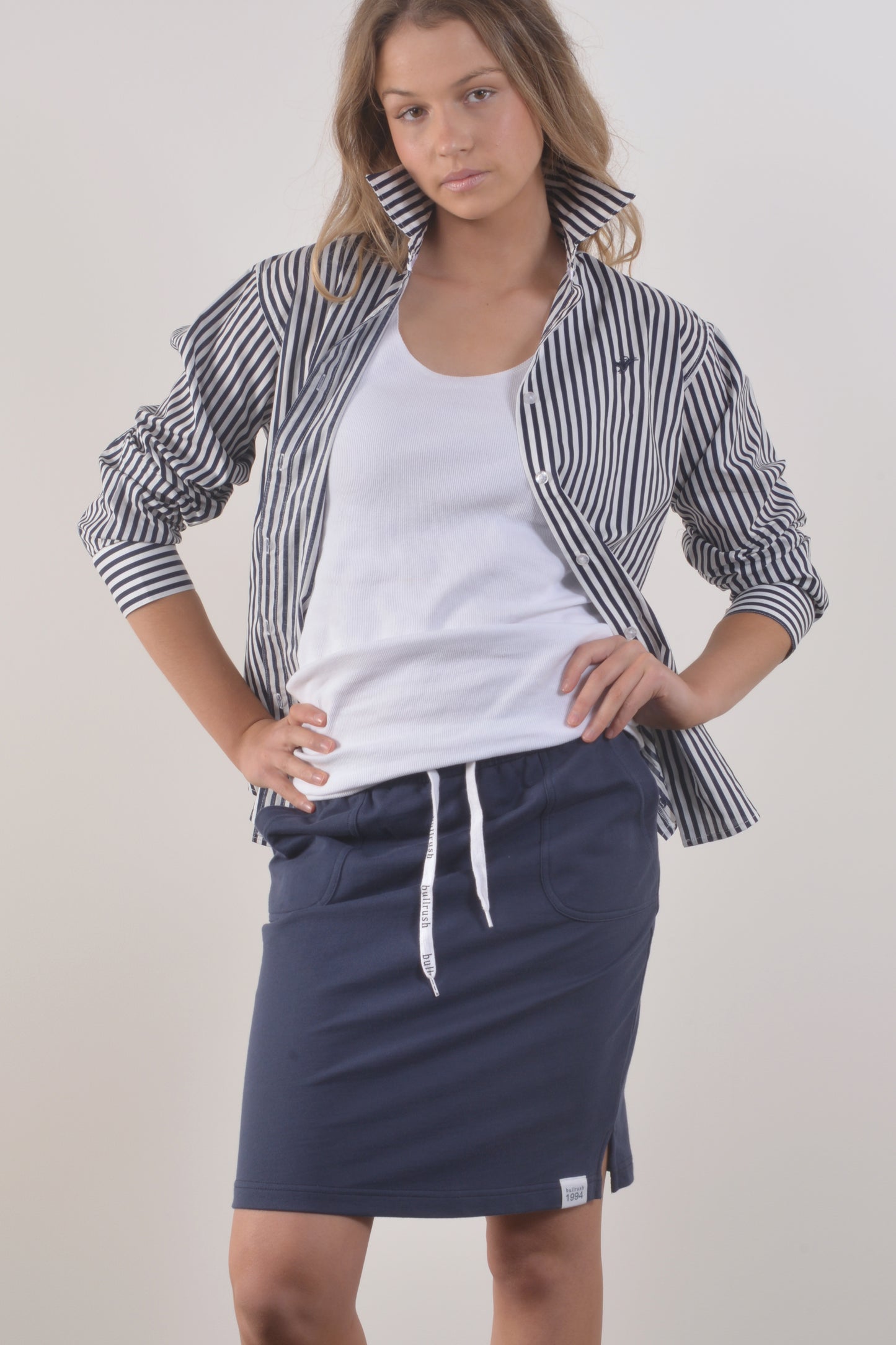 PENOLA 5mm PINSTRIPE SHIRT-Navy