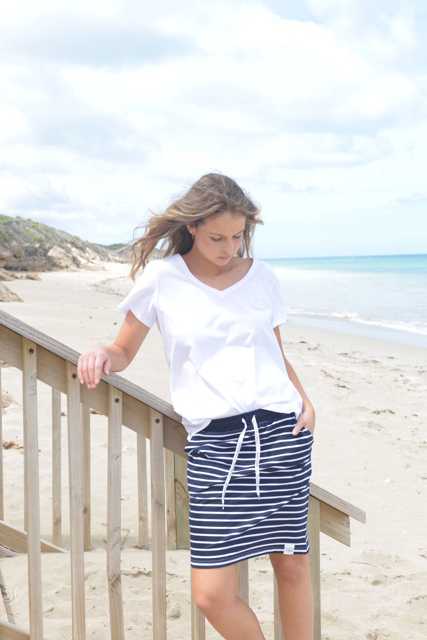 SPRINGVALE SKIRT - Navy Stripe