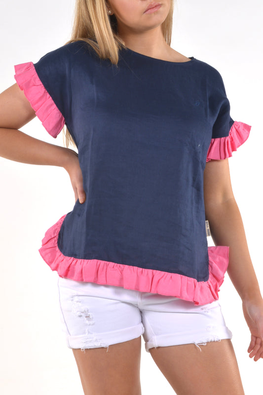 TRUFFLES TEE 23-Navy hot pink