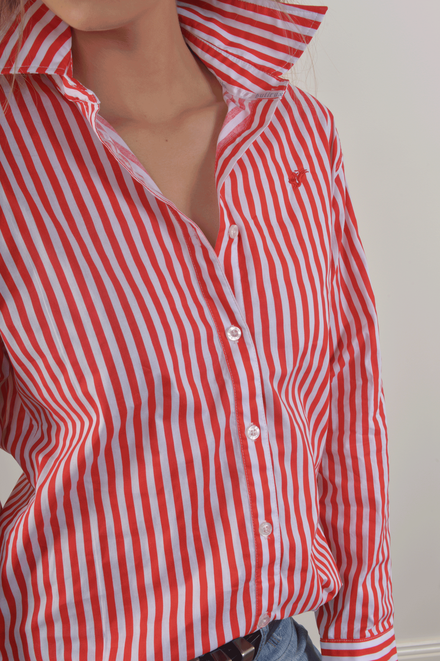 YUNTA 10MM STRIPE SHIRT-Poppy