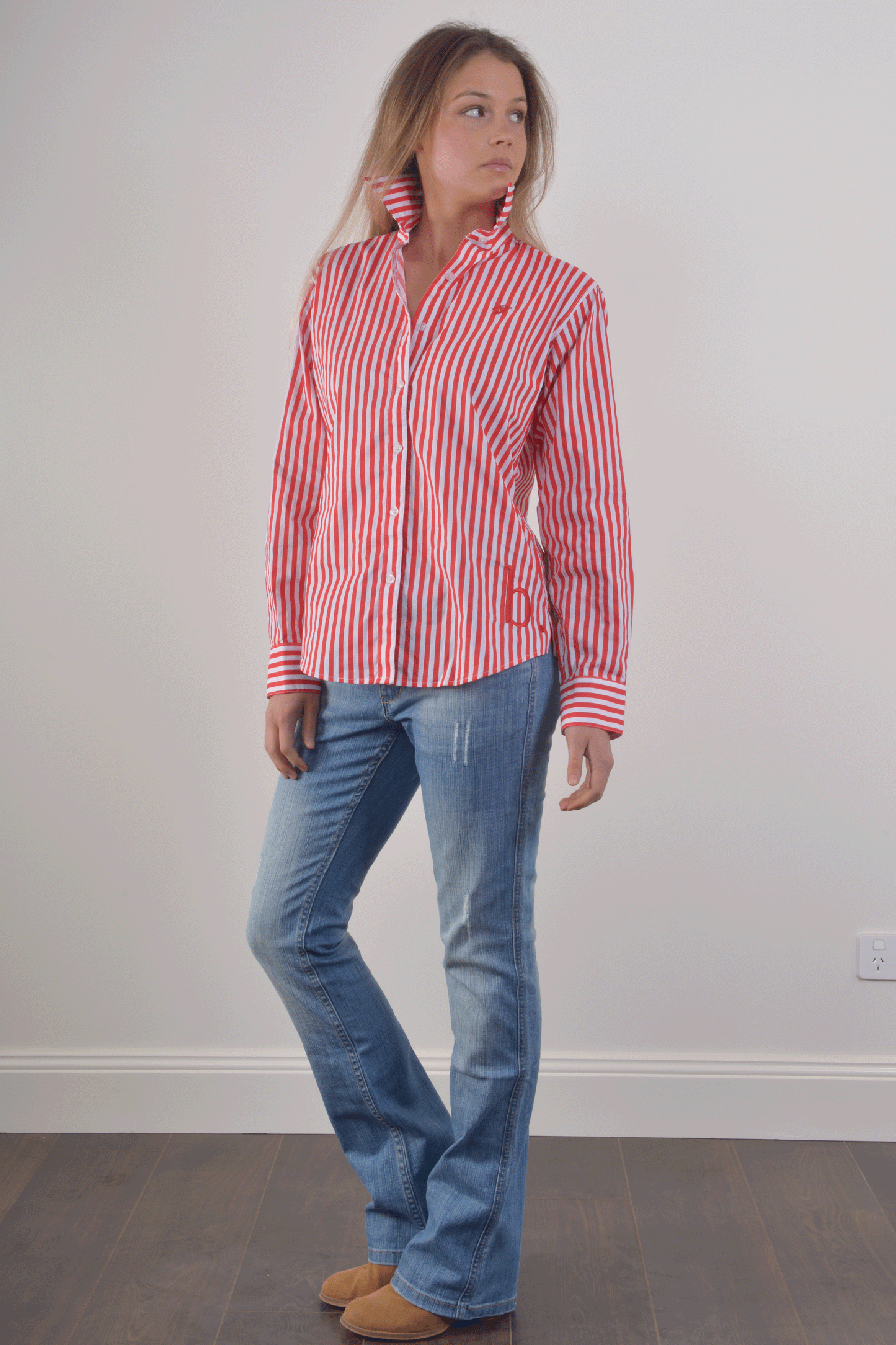 YUNTA 10MM STRIPE SHIRT-Poppy