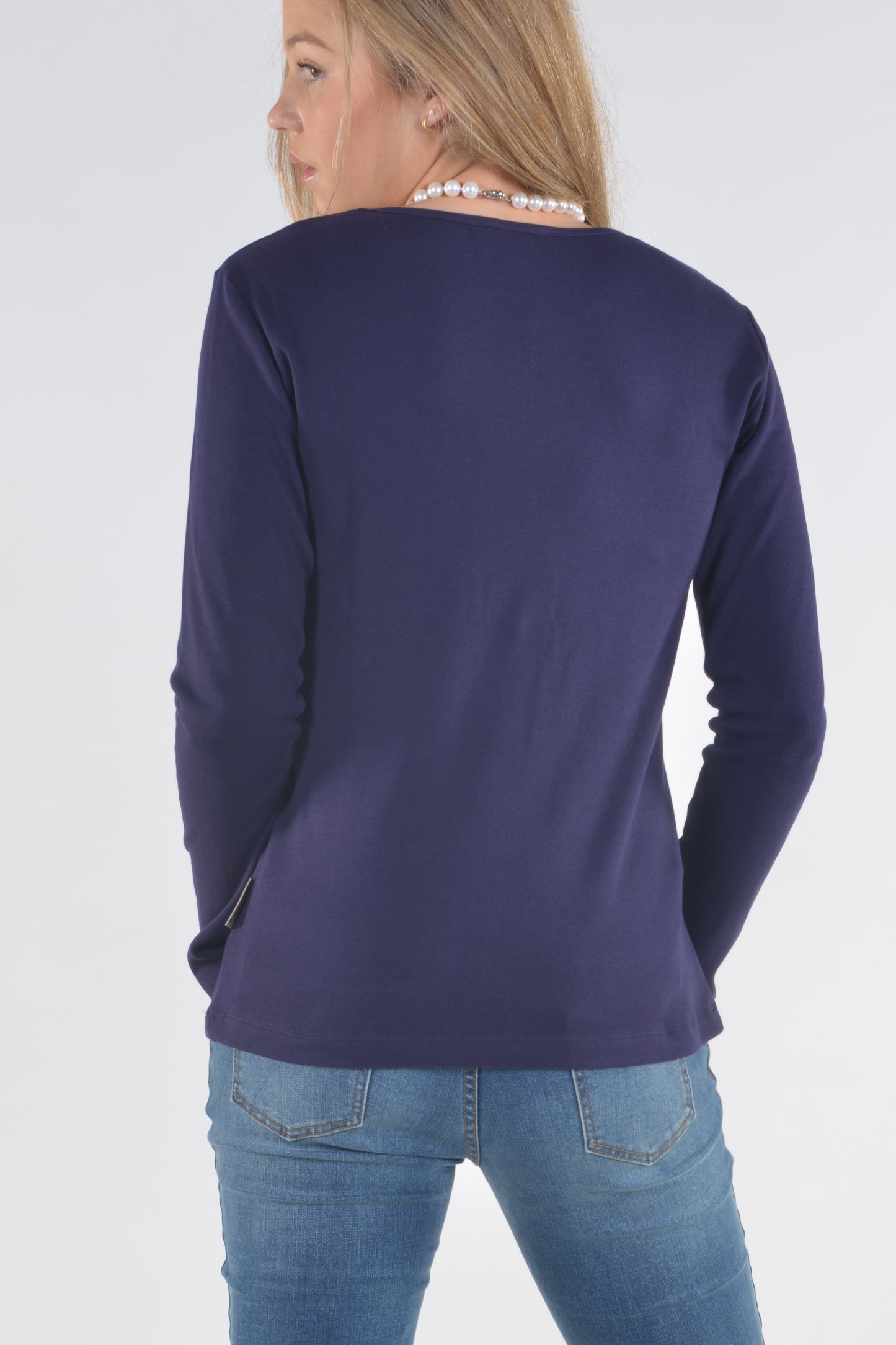 ZOE ROUND NECK TEE Navy