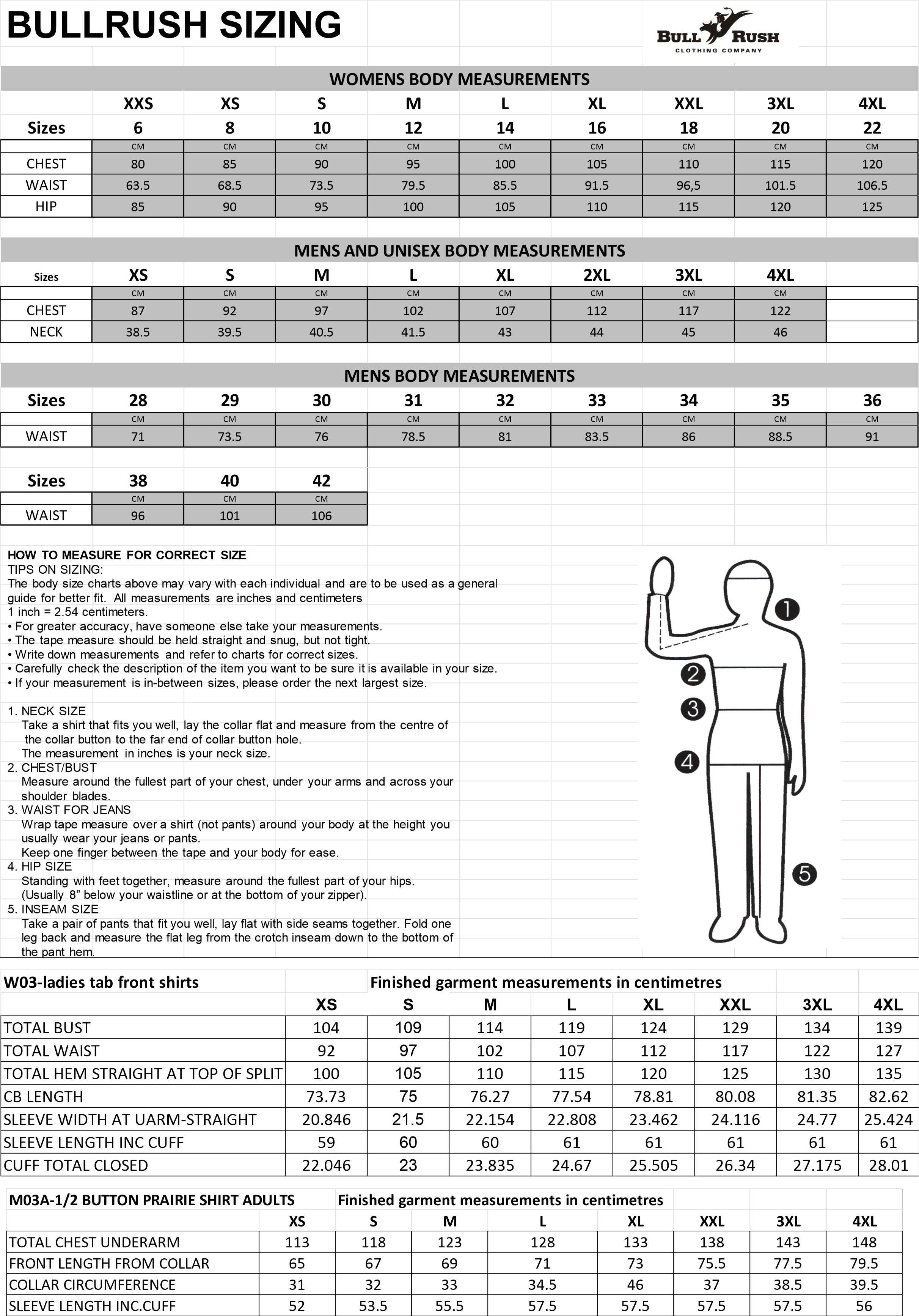 Size Chart – BullRush Clothing