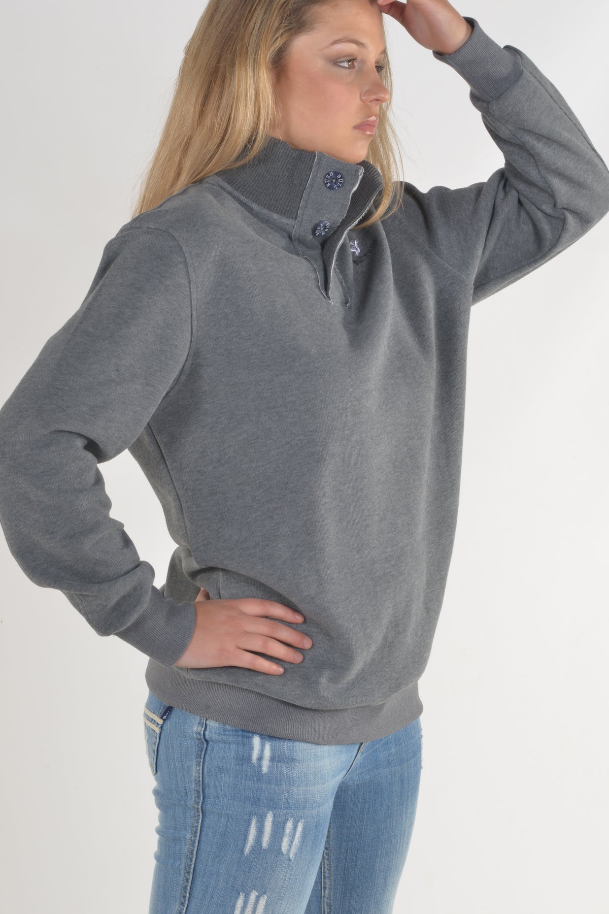 3 BUTTON SWEAT 24- Grey (unisex) – BullRush Clothing