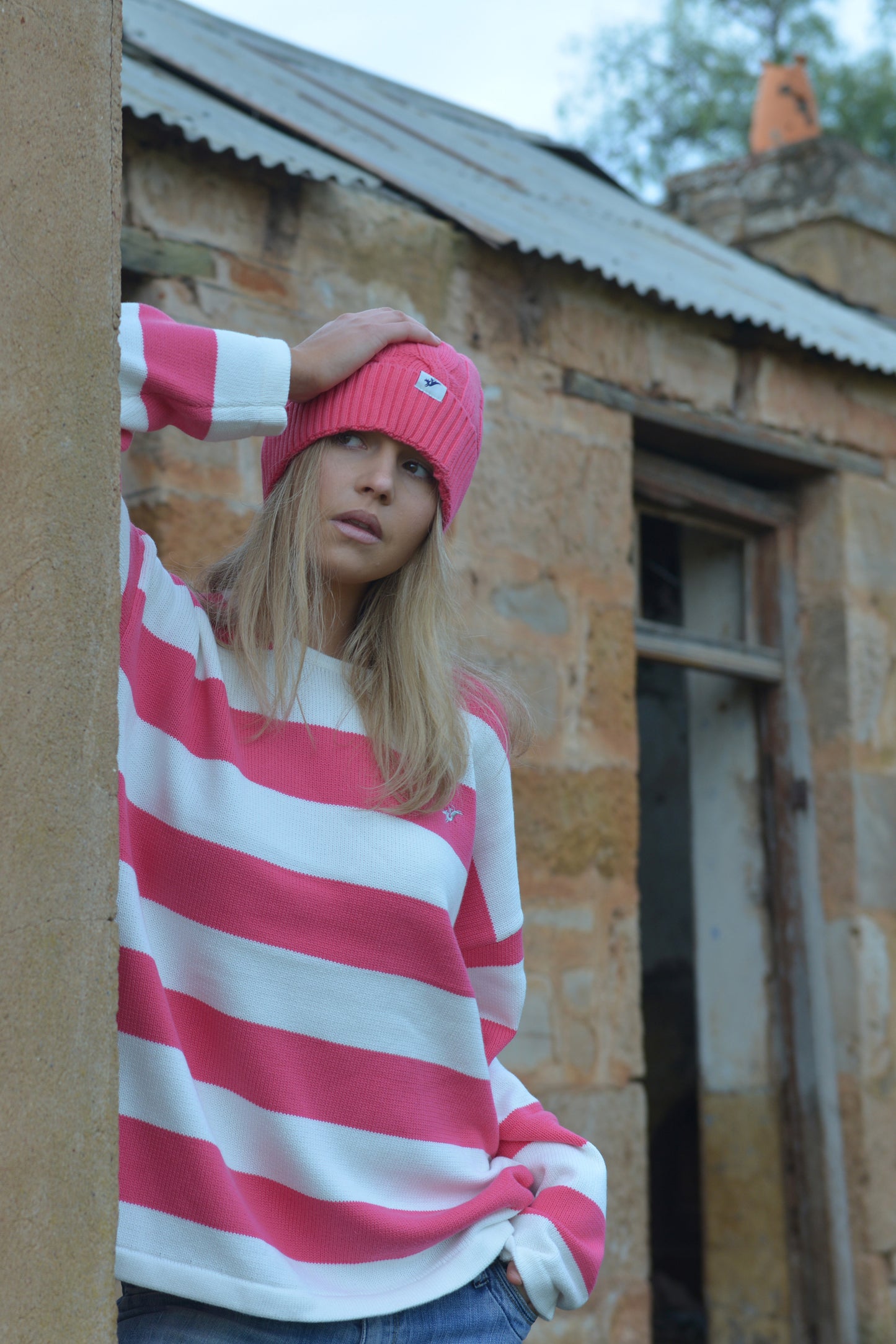 COTTON STRIPE KNIT-Pink