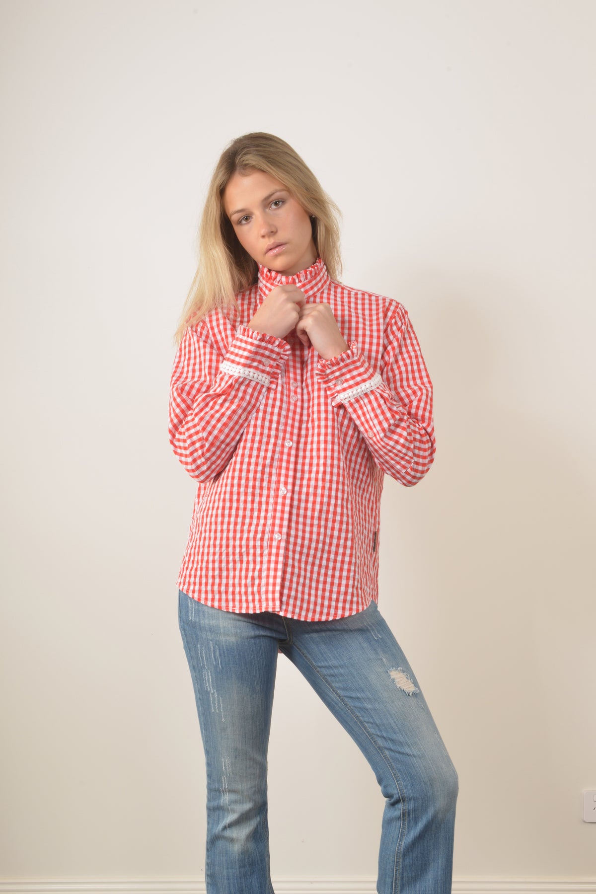 COLLINGROVE GINGHAM SHIRT- Red