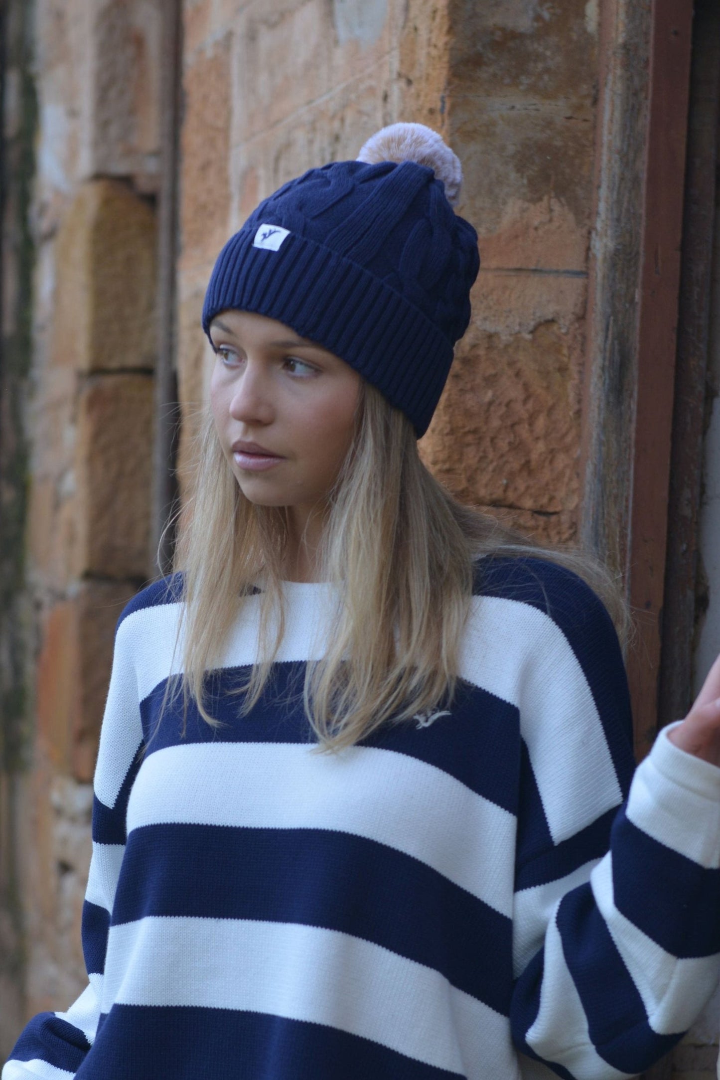 BEANIE POM POM 24-Navy