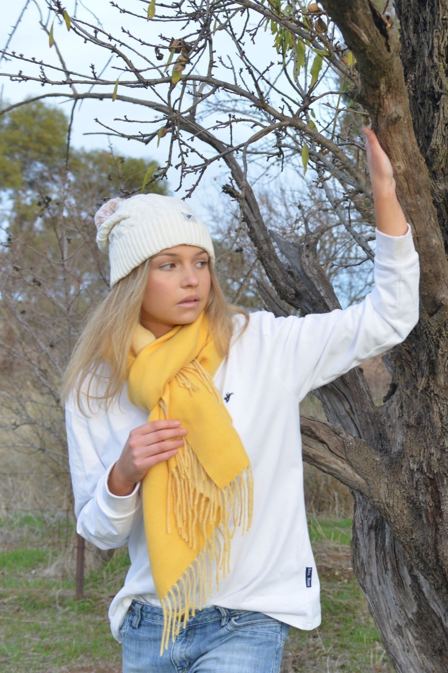 Vintage Luxe Tassel Scarf- Yellow