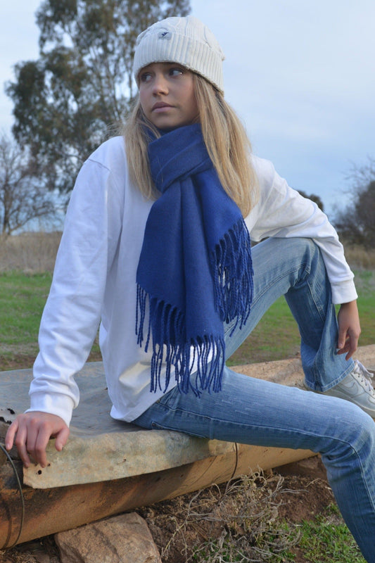 Vintage Luxe Tassel Scarf- Navy