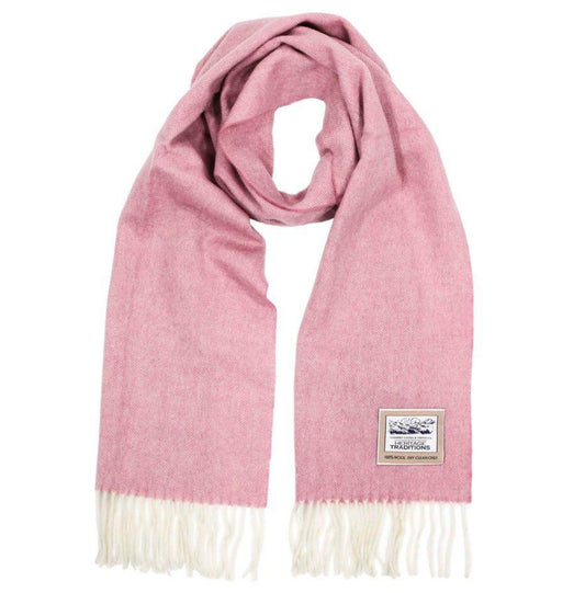 Pure Wool Herringbone Scarf - Pink
