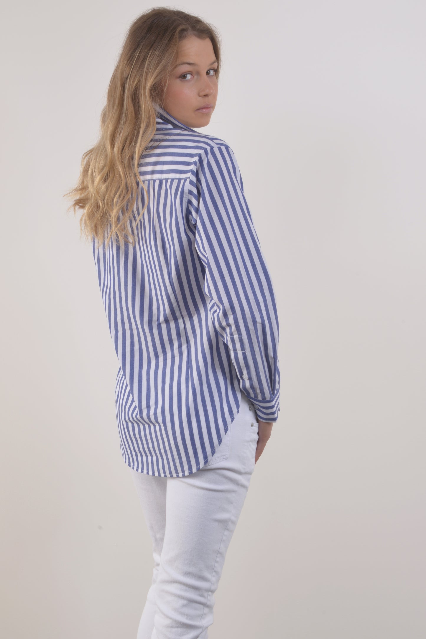 YUNTA 10 mm STRIPE SHIRT-Cobalt