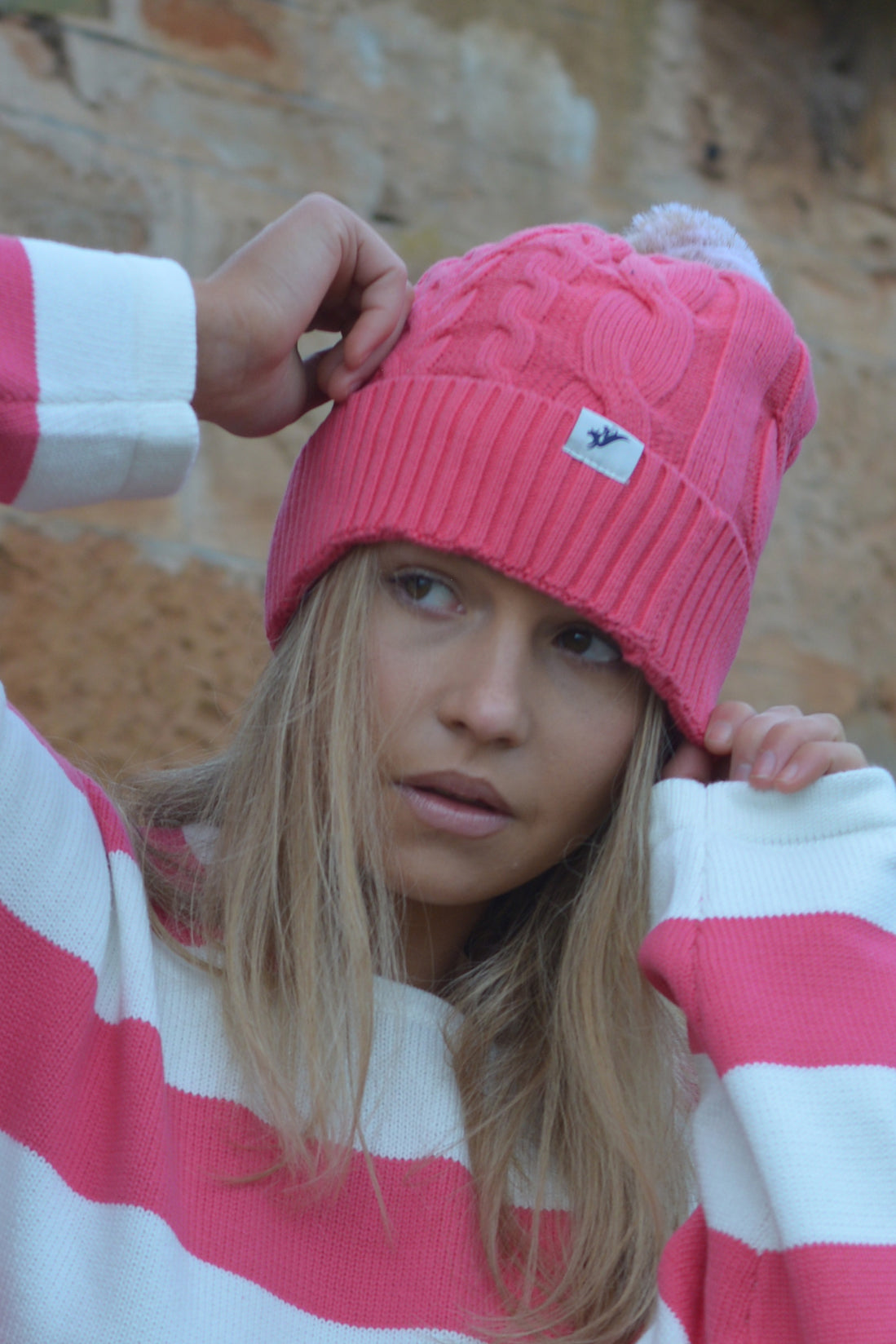 BEANIE POM POM 24-Pink