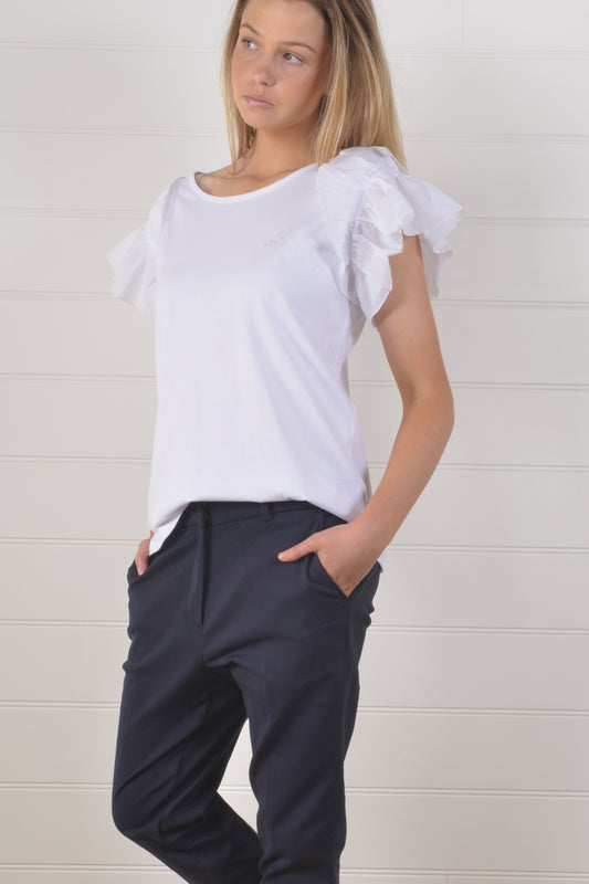 FRILL FUSION TEE- White