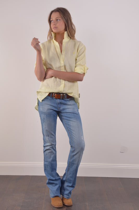 LINEN TAB SHIRT-Lemon