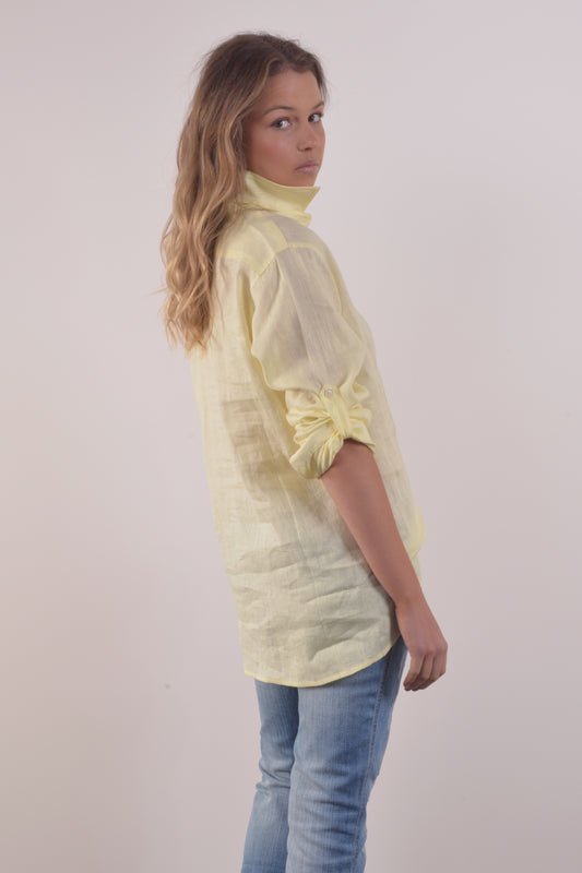 LINEN TAB SHIRT-Lemon