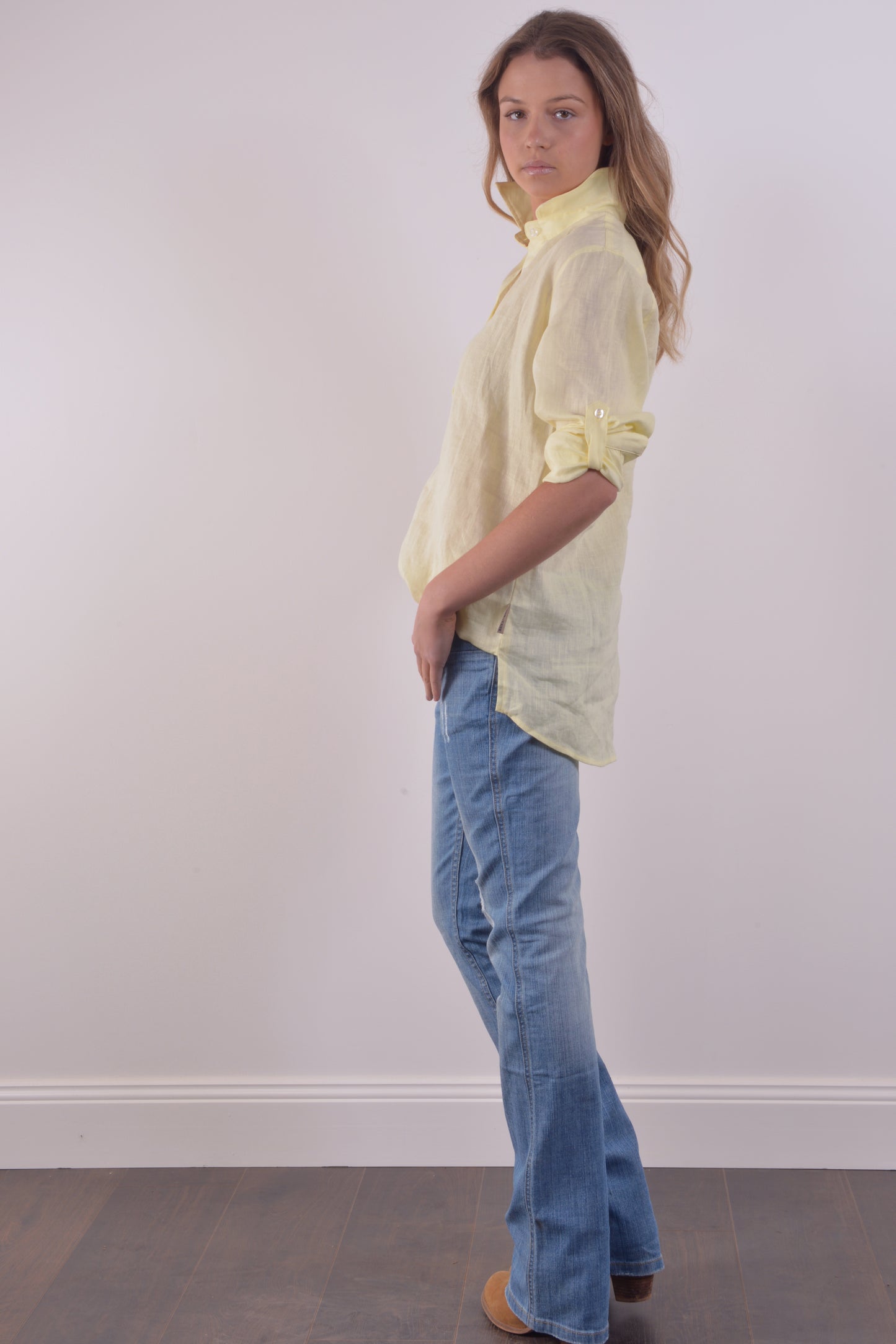 LINEN TAB SHIRT-Lemon
