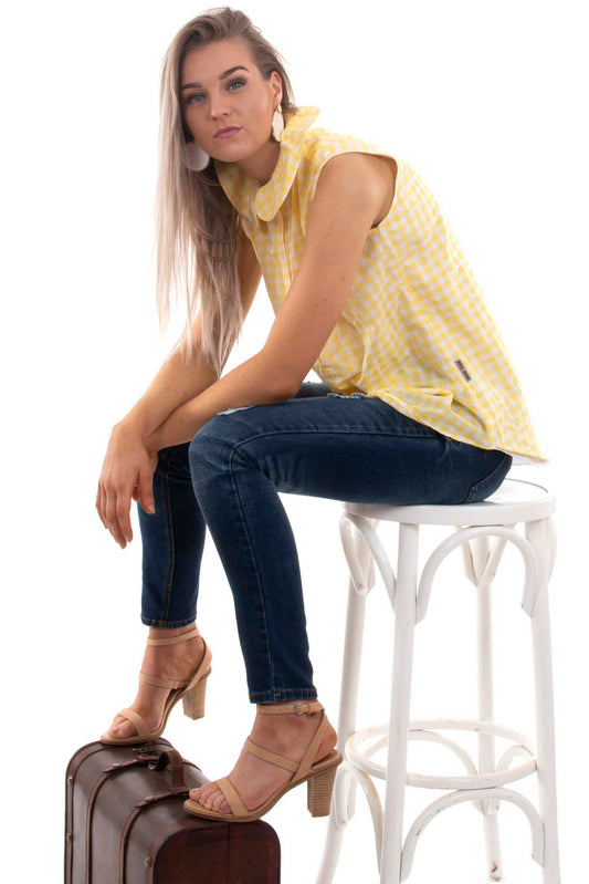 GRACE RUFFLE SHIRT-YELLOW