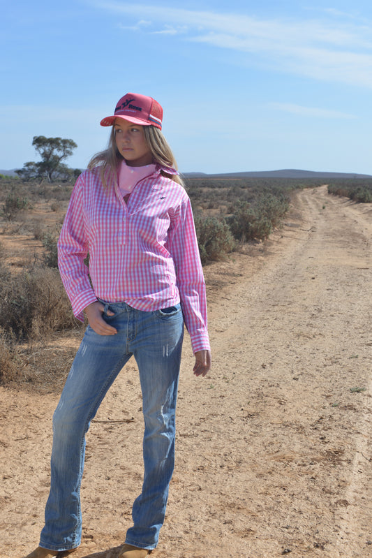 SEASCAPE BLAIR GINGHAM SHIRT- Pale Pink