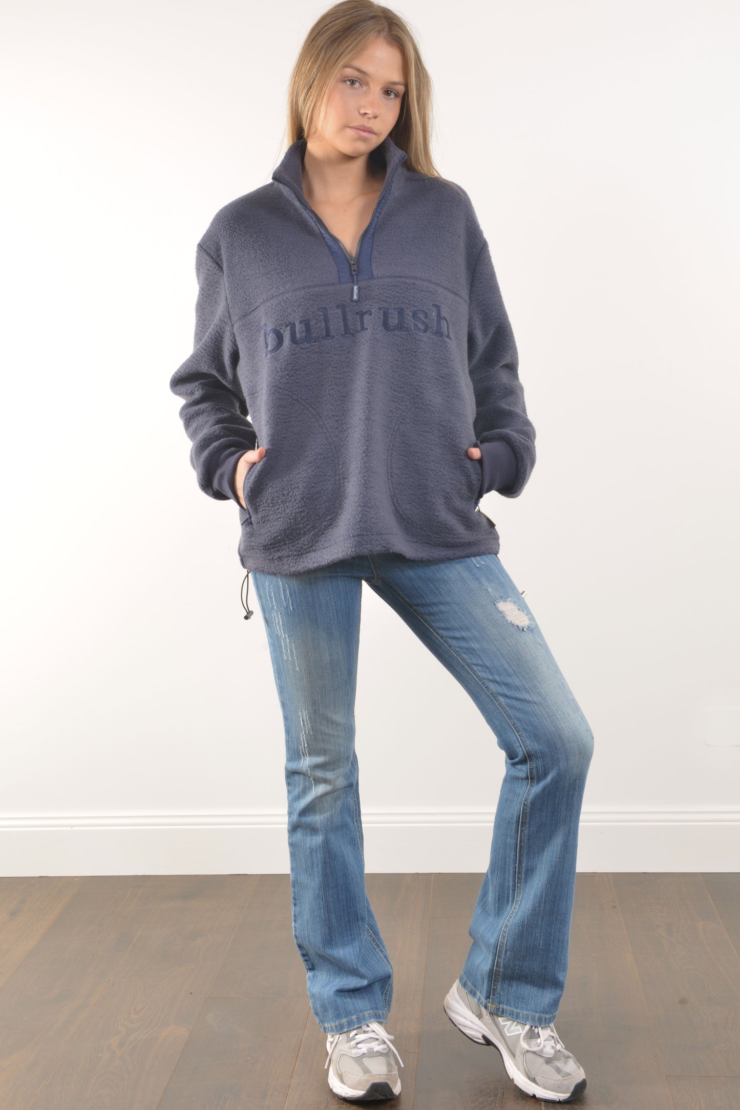 TEDDY ZIP SWEAT- Navy (UNISEX)