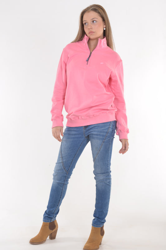 ZIP SWEAT EMBROIDERY Pink