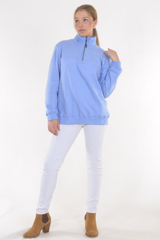 ZIP SWEAT EMBROIDERY Blue